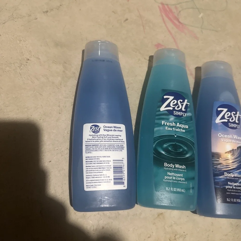2 Zest Simply Ocean Wave Body Wash 15.2 oz & 1 Fresh Aqua Pack of 3 New Fresh